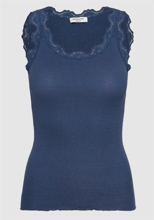 Rosemunde Babette Silketop med Blonde, Blå